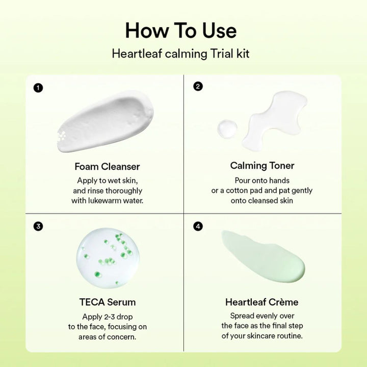 Abib Heartleaf Calming Trial Kit (Foam 30ml + Toner 30ml + Serum 15ml + Cream 20ml)