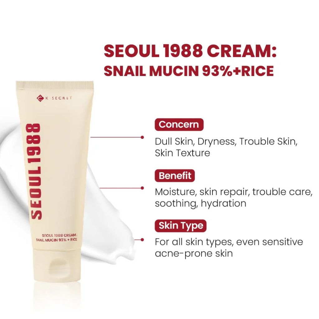 KSECRET - SEOUL 1988 Cream: Snail Mucin 93 Percent + Rice 50ml