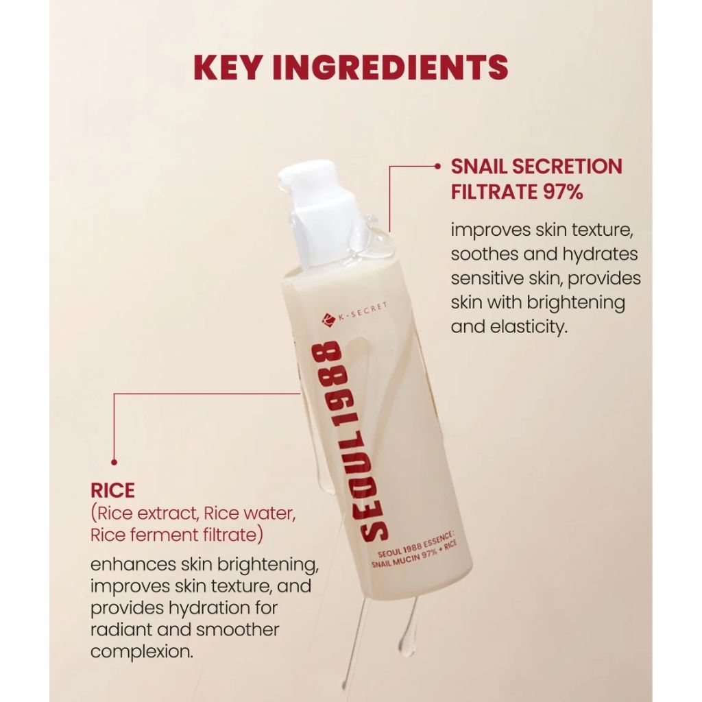 KSECRET - SEOUL 1988 Essence: Snail Mucin 97 Percent + Rice 100ml