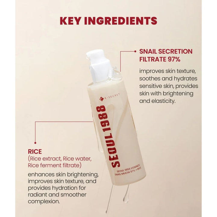KSECRET - SEOUL 1988 Essence: Snail Mucin 97 Percent + Rice 100ml