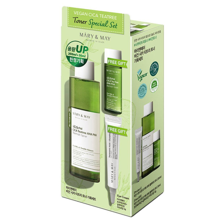 Mary&May Vegan CICA Tea Tree Toner Special Set (200ml+30ml+Eye cream 12g)