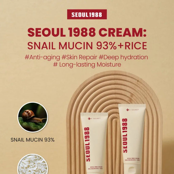 KSECRET - SEOUL 1988 Cream: Snail Mucin 93 Percent + Rice 50ml