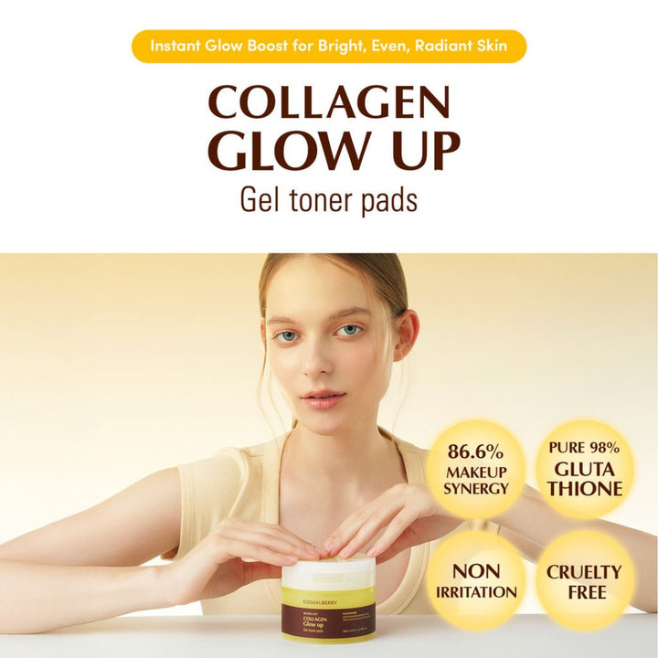 EQQUALBERRY - Collagen Glow Up Gel Toner Pads