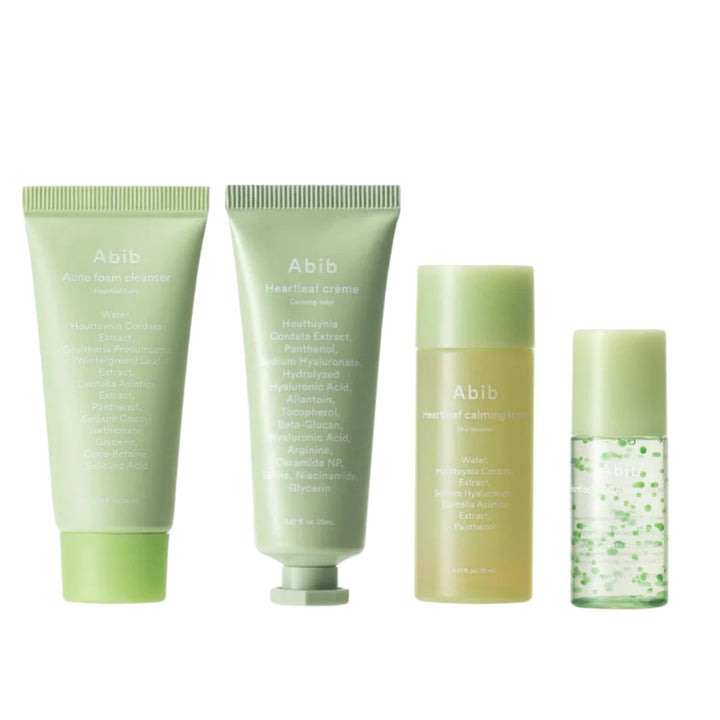 Abib Heartleaf Calming Trial Kit (Foam 30ml + Toner 30ml + Serum 15ml + Cream 20ml)