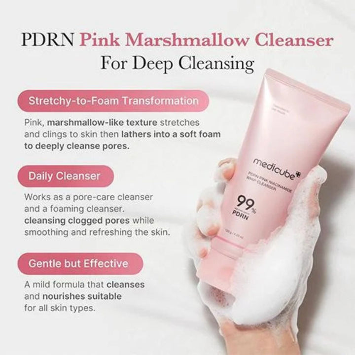 Medicube – PDRN Pink Niacinamide Whip Cleanser 120g