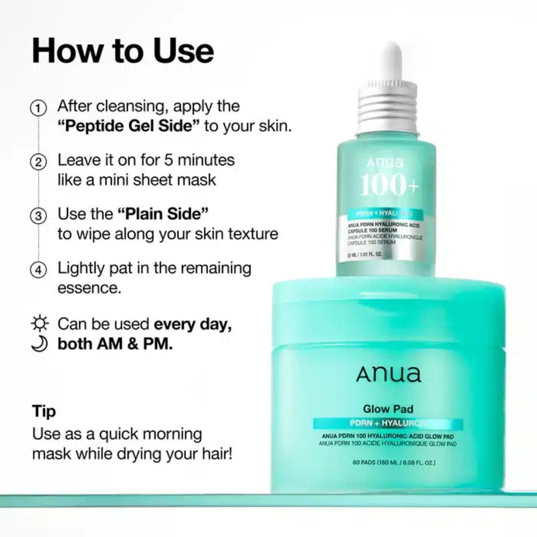 Anua - PDRN 100 Hyaluronic Acid Glow Pad (60 Pads, 180ml)