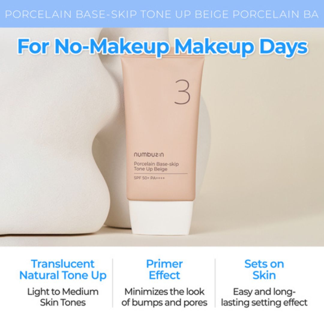 Numbuzin No.3 Porcelain Base-skip Tone Up Beige 50ml