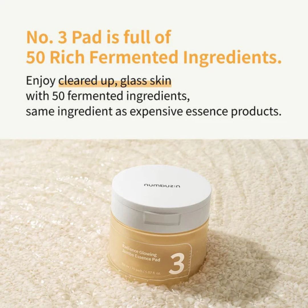 Numbuzin No.3 Radiance Glowing Jumbo Essence Pad 150ml/70pads