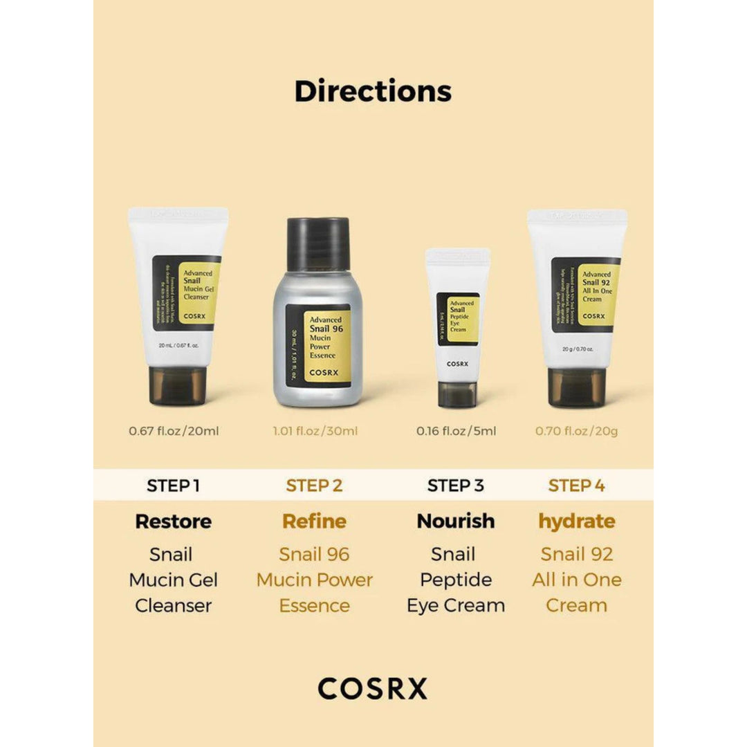 COSRX All About Snail Kit – Advanced Snail Kit (4-Piece Travel Set)