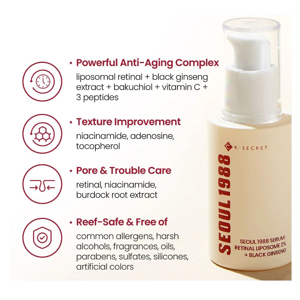 KSECRET - SEOUL 1988 Serum: Retinal Liposome 2 Percent + Black Ginseng 30ml