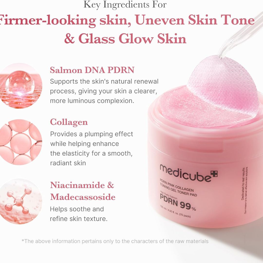 Medicube PDRN Pink Collagen Toning Gel Toner Pad 70ea