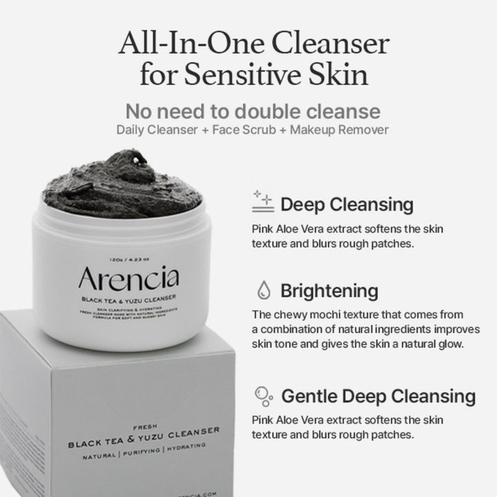 Arencia Black Tea Rice Mochi Cleanser 120g