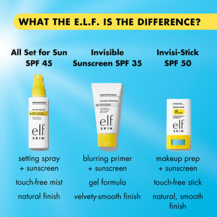 e.l.f. SKIN Suntouchable! Invisi-Stick SPF 50 – Clear Face Sunscreen Stick