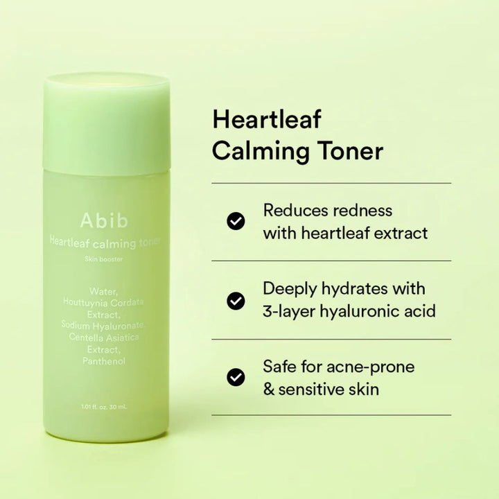 Abib Heartleaf Calming Trial Kit (Foam 30ml + Toner 30ml + Serum 15ml + Cream 20ml)