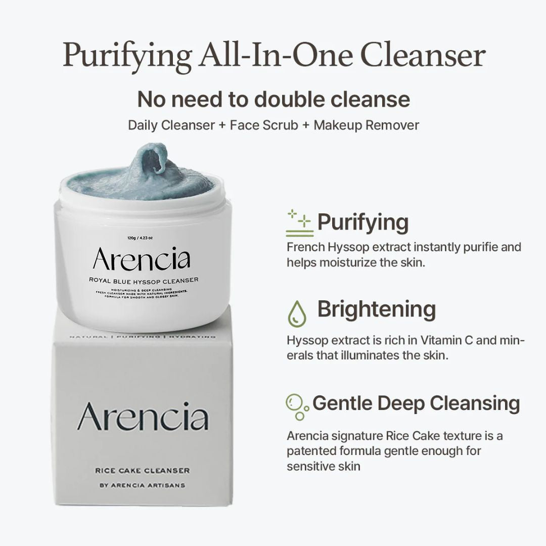 Arencia - Blue Hyssop Rice Mochi Cleanser 120g