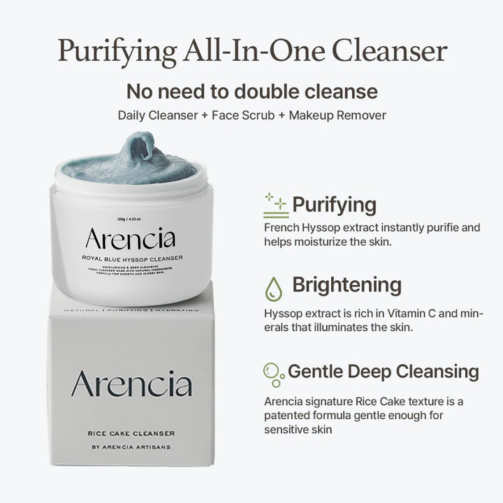 Arencia - Blue Hyssop Rice Mochi Cleanser 120g