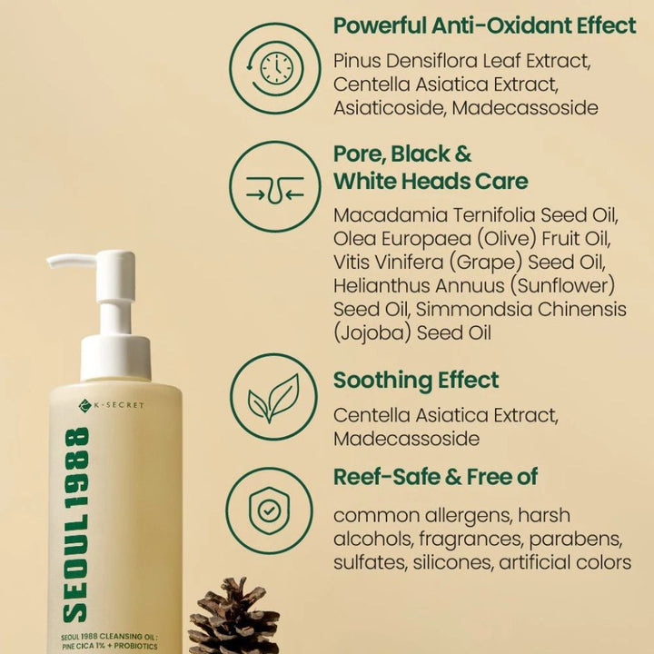 KSECRET - SEOUL 1988 Cleansing Oil: Pine Cica 1% + Probiotics
