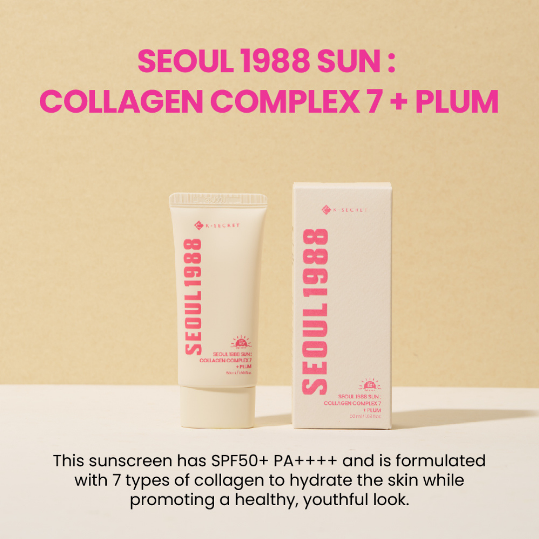 K-SECRET SEOUL 1988 Sun Collagen Complex 7 + Plum SPF50+ PA++++ 50ml