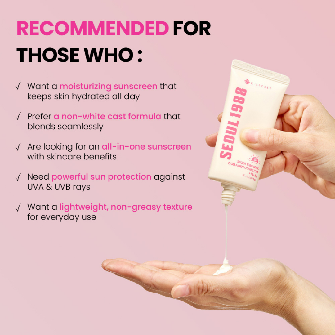 K-SECRET SEOUL 1988 Sun Collagen Complex 7 + Plum SPF50+ PA++++ 50ml