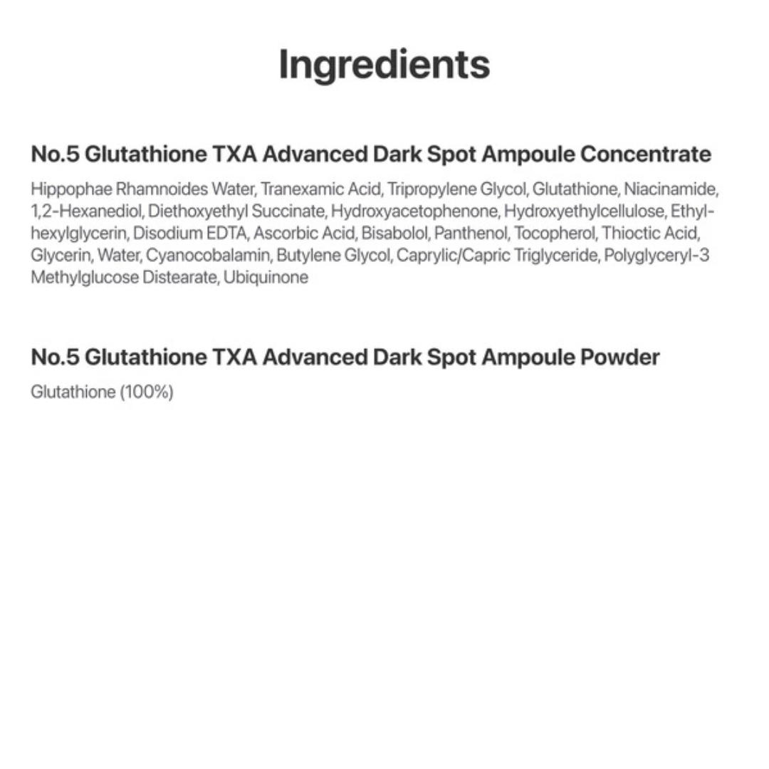 Numbuzin - No.5 Glutathione TXA Advanced Dark Spot Ampoule Concentrate 10.7g