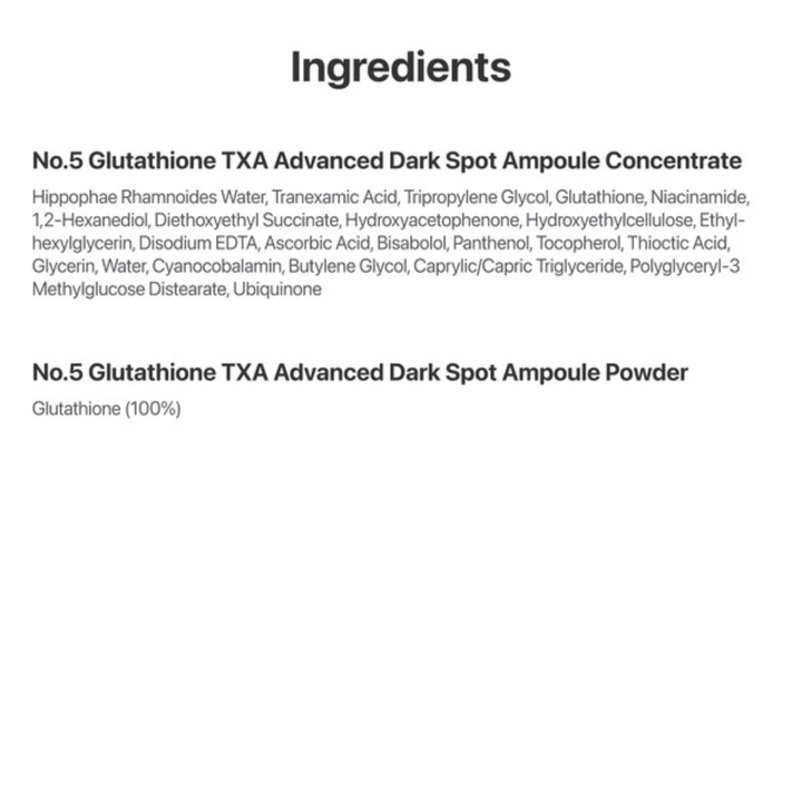 Numbuzin - No.5 Glutathione TXA Advanced Dark Spot Ampoule Concentrate 10.7g